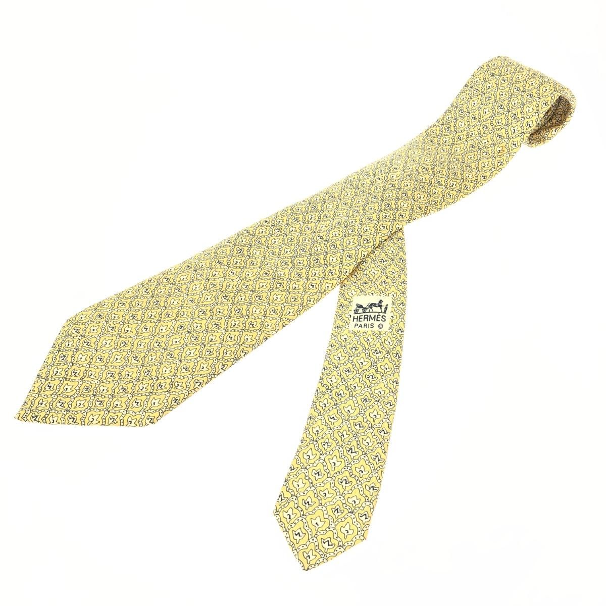 エルメス HERMES ネクタイ シルク フランス製 イエロー H柄 総柄 楽天市場】HERMES エルメス ネクタイ シルク100% H総柄 黄 イエロー