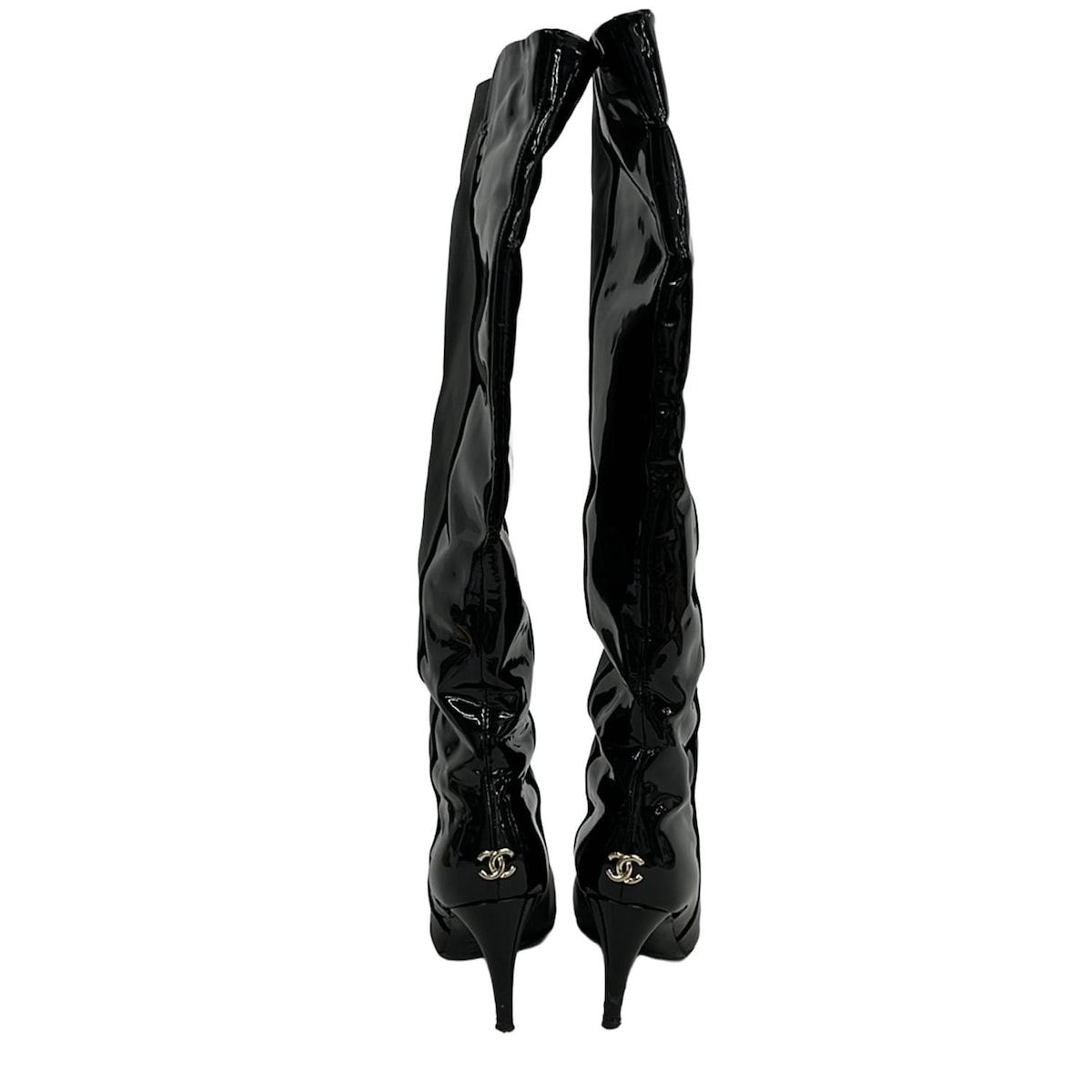 CHANEL(シャネル) ロングブーツ 36 1/2C レディース - G26233 黒