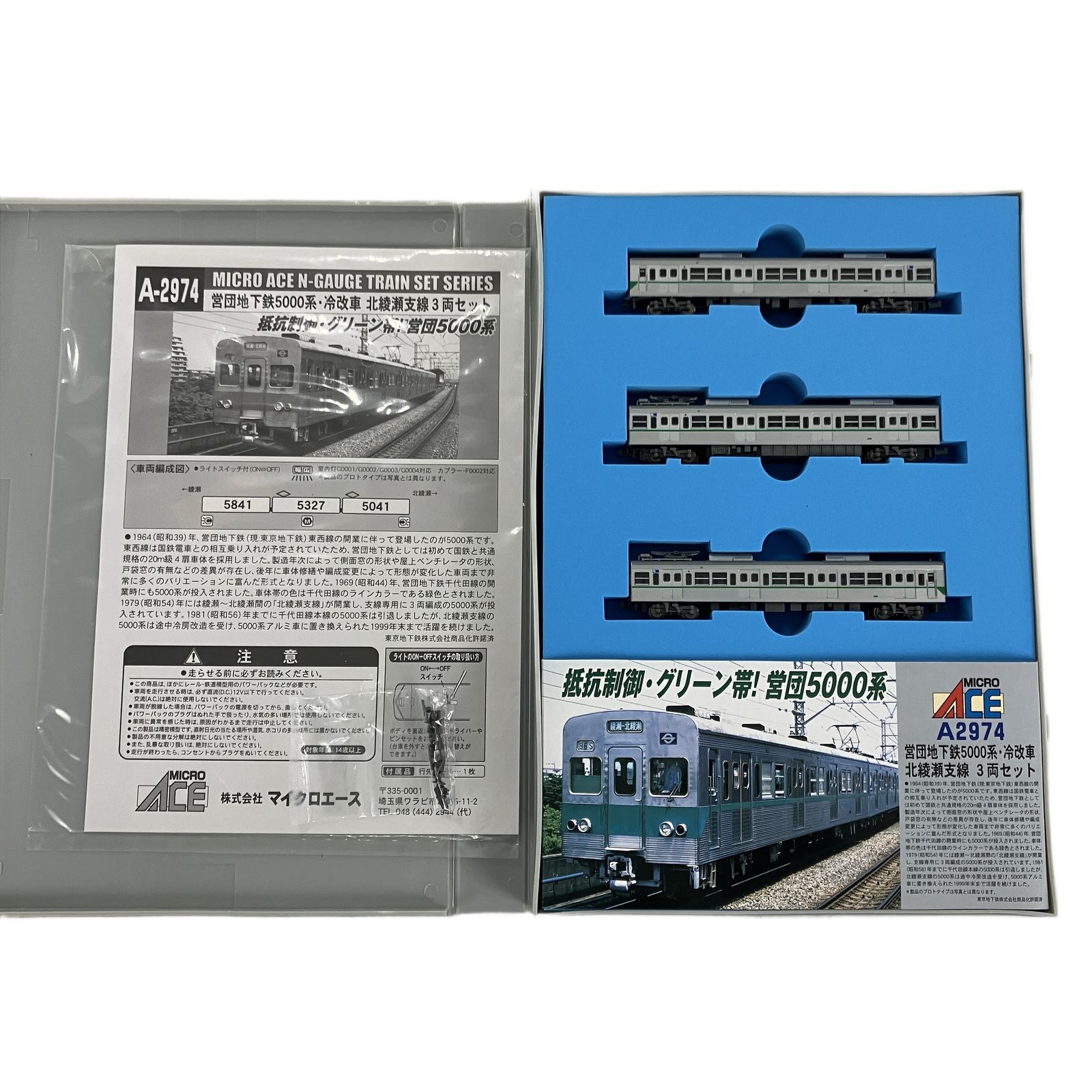 マイクロエース A 2974 営団地下鉄 5000系 冷改車 北綾瀬支線 3両セット 鉄道模型 N