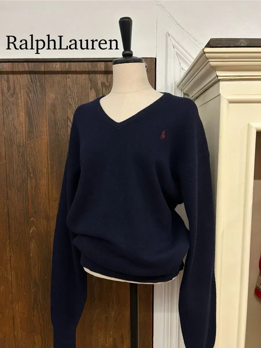 ラルフローレン 正規品 ネイビー Vネック ニット