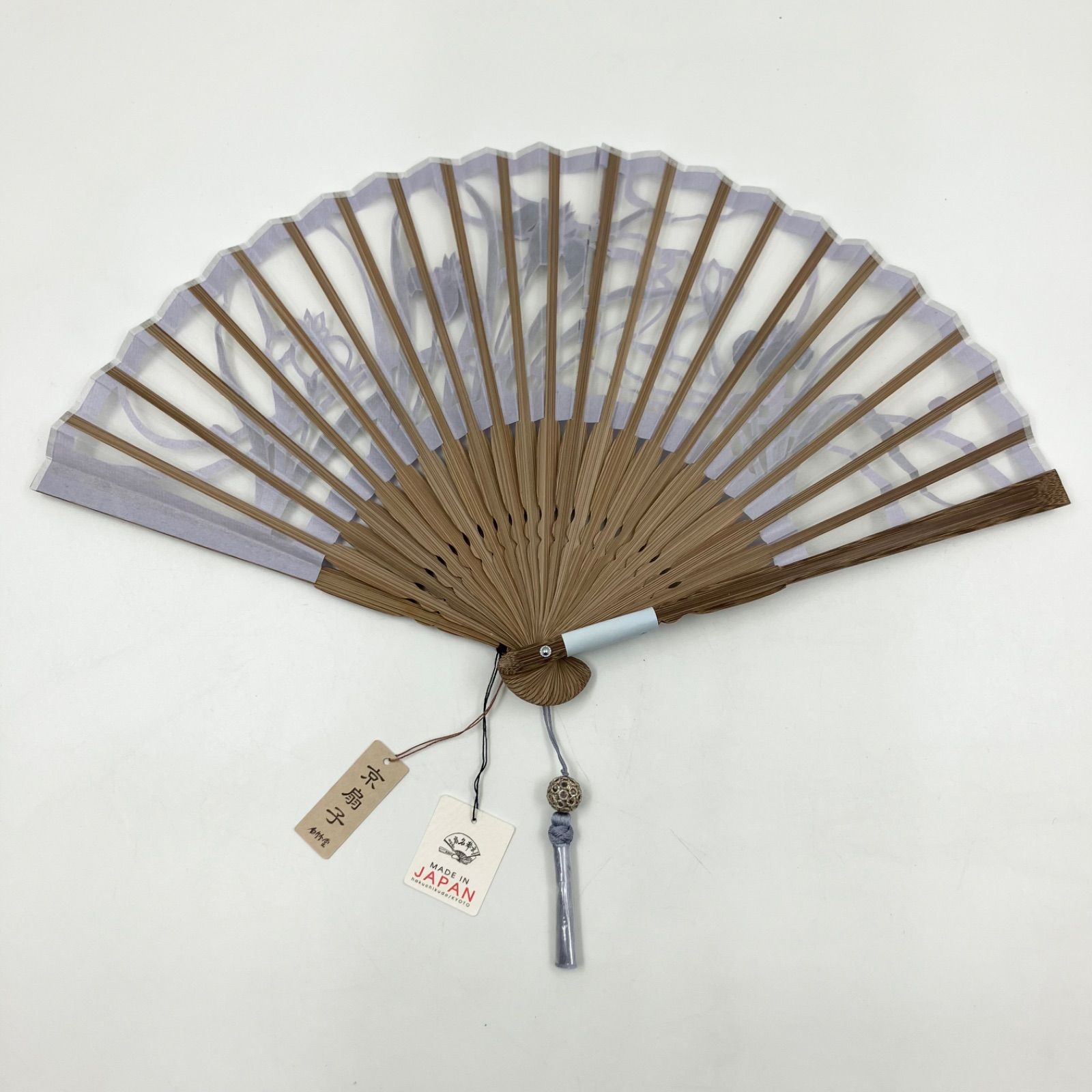 OG 15 白竹堂 婦人扇子 京扇子 生地扇子 優香 杜若 京都