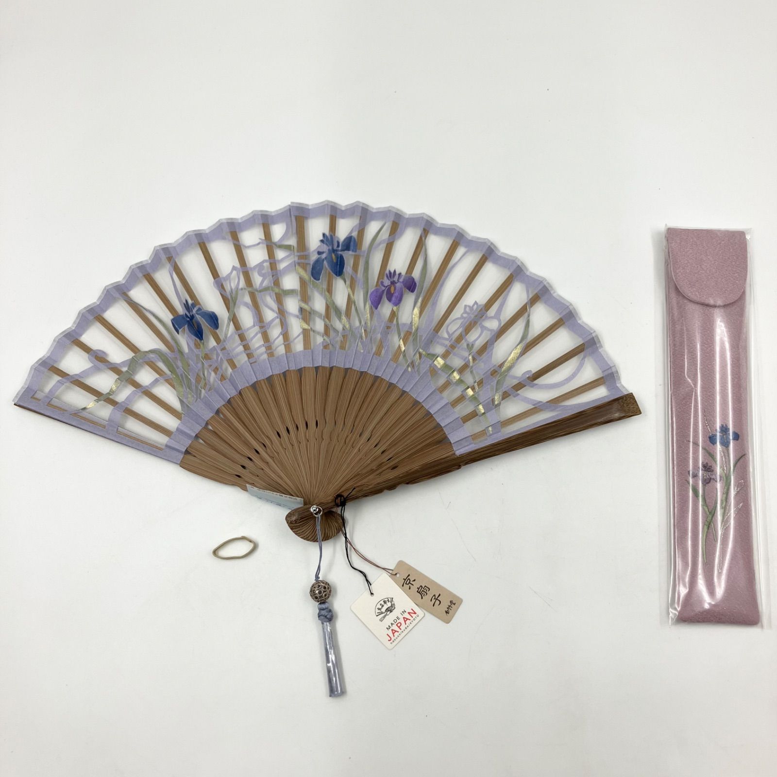 OG 15 白竹堂 婦人扇子 京扇子 生地扇子 優香 杜若 京都