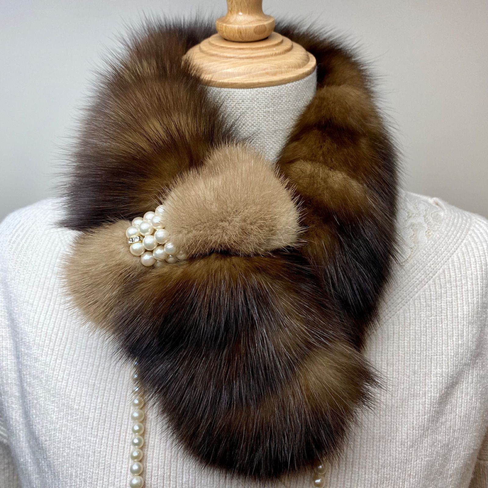 クリスマスフェア🎄🎁✨ 超高級！ロシアンセーブルリボンマフラー*毛皮