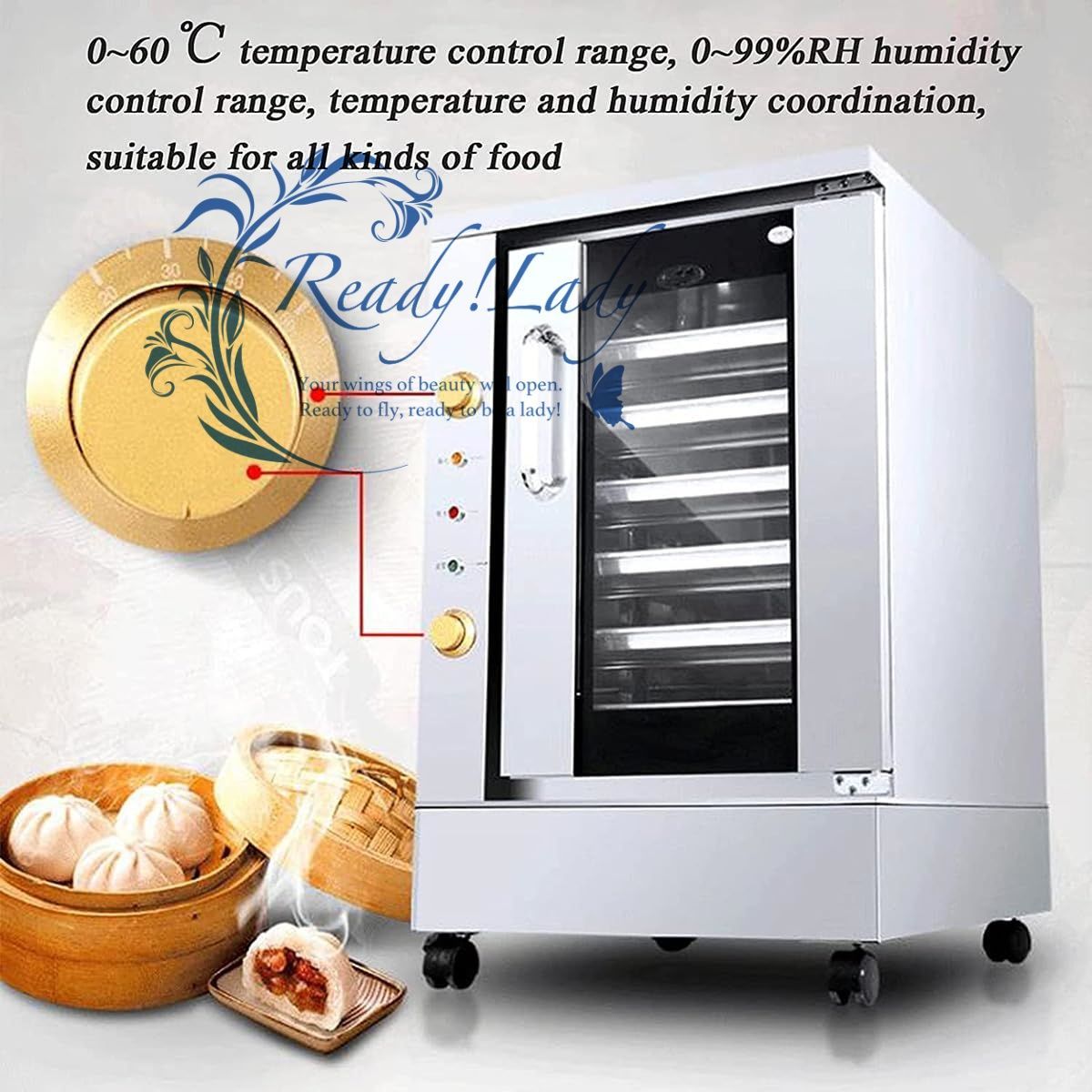 業務用パン発酵槽 6層蒸しパン ピザ焼き 自動発酵庫 キャスター付き 大型蒸しパン発酵槽 0 60℃ 大容量