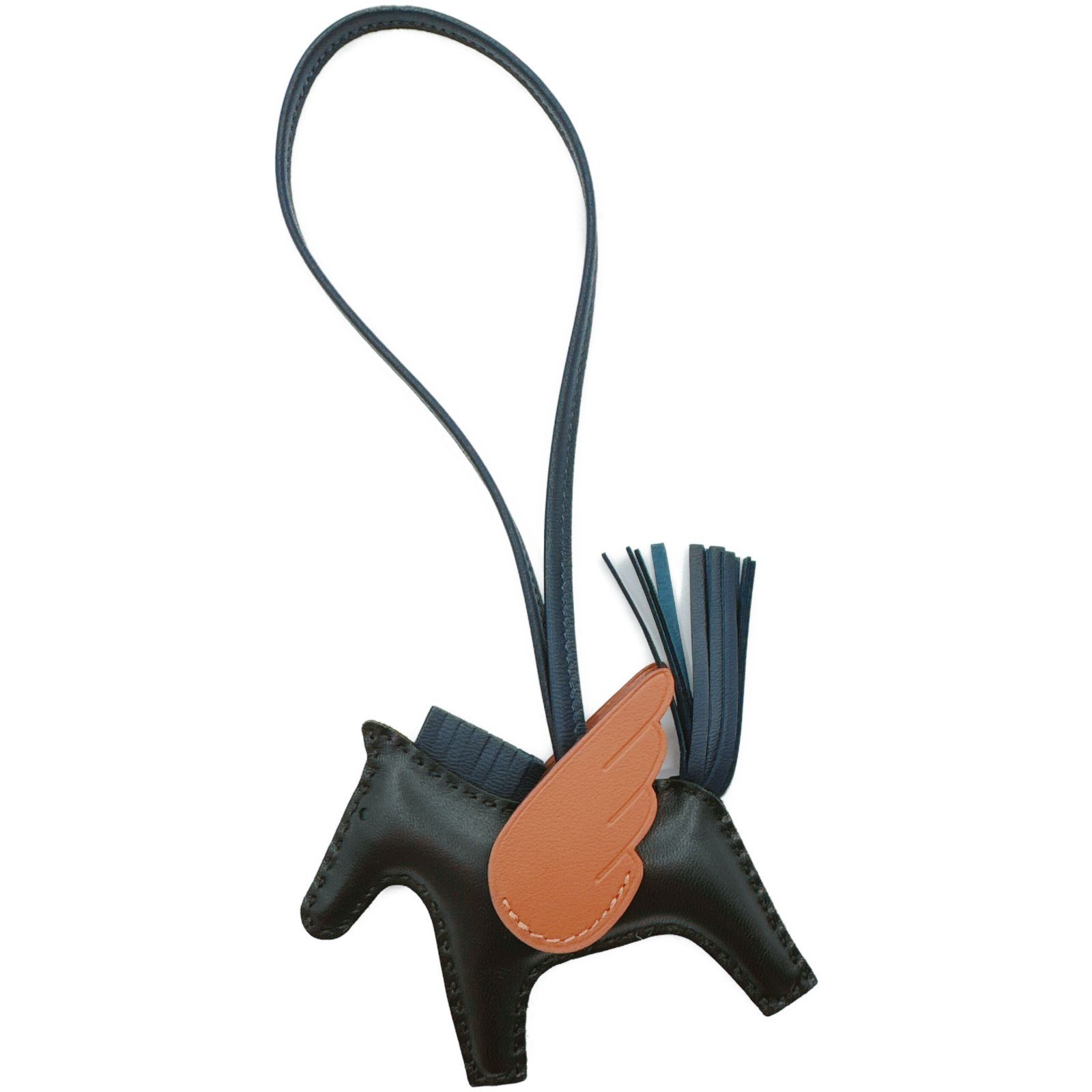 エルメス(HERMES) ロデオチャームペガサスPM 黒/ゴールド/ブルーニュイ