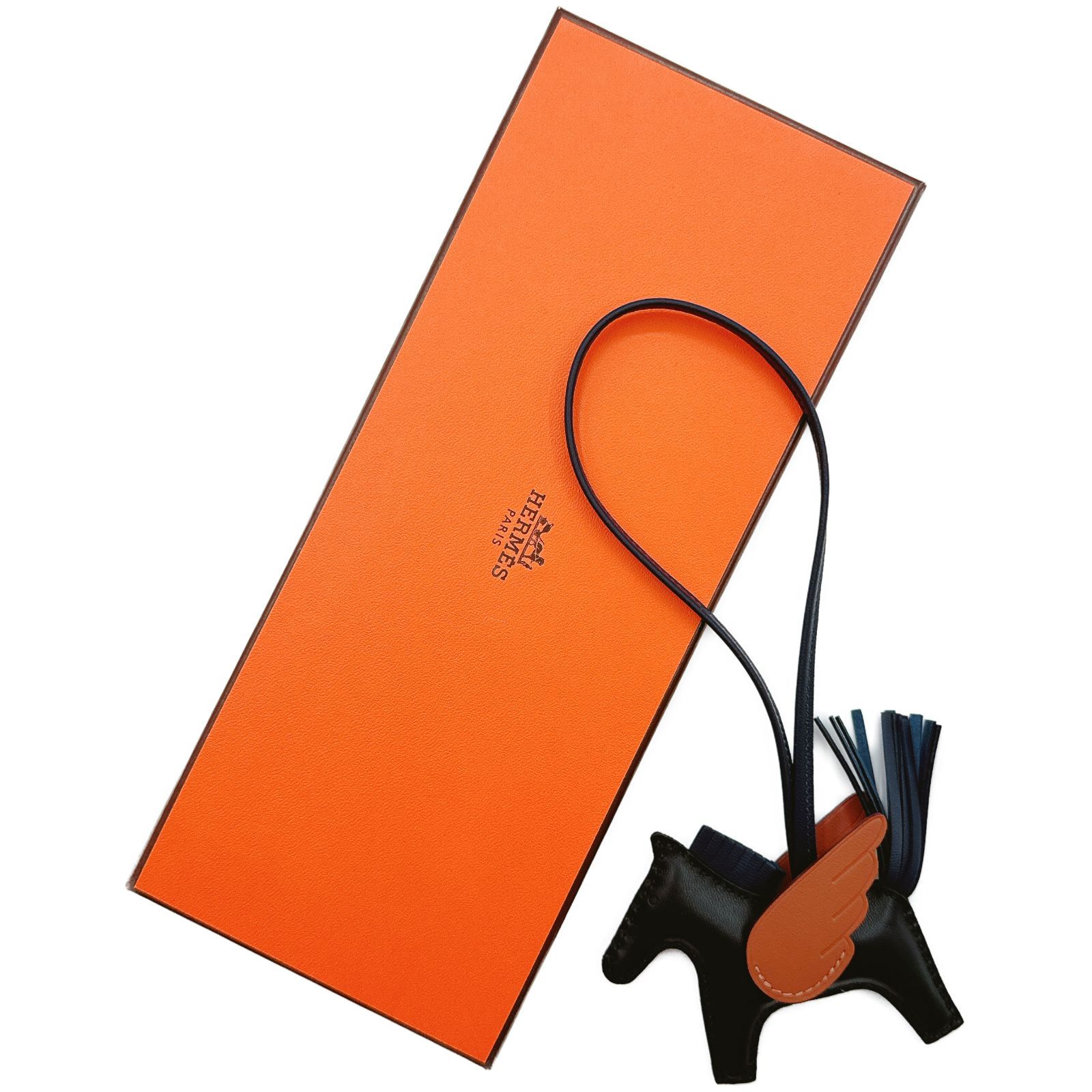 エルメス(HERMES) ロデオチャームペガサスPM 黒/ゴールド/ブルーニュイ