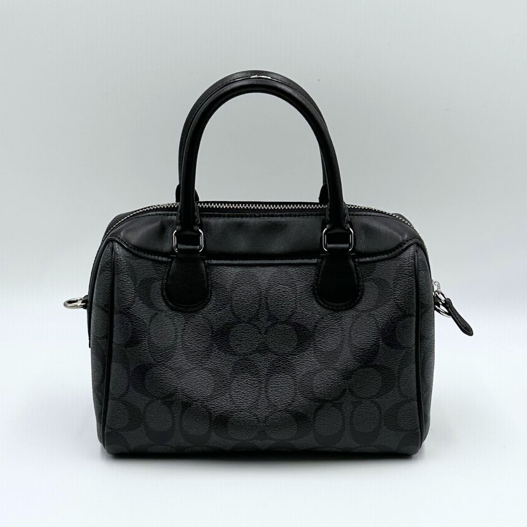 美品✨ COACH コーチ シグネチャー ショルダー ミニボストン　2way 美品】Coach シグネチャー 公式 ミニボストン 2WAY ショルダーバッグ