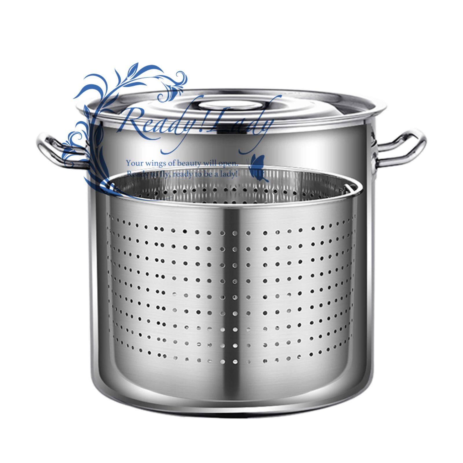 ザリガニ用ヘビーデューティストックポット シーフードターキーフライヤーポット ストレーナーバスケット付き ステンレス鋼 業務用ハマグリ蒸し器 バケット調理器具 家庭用 屋外用 45クォート