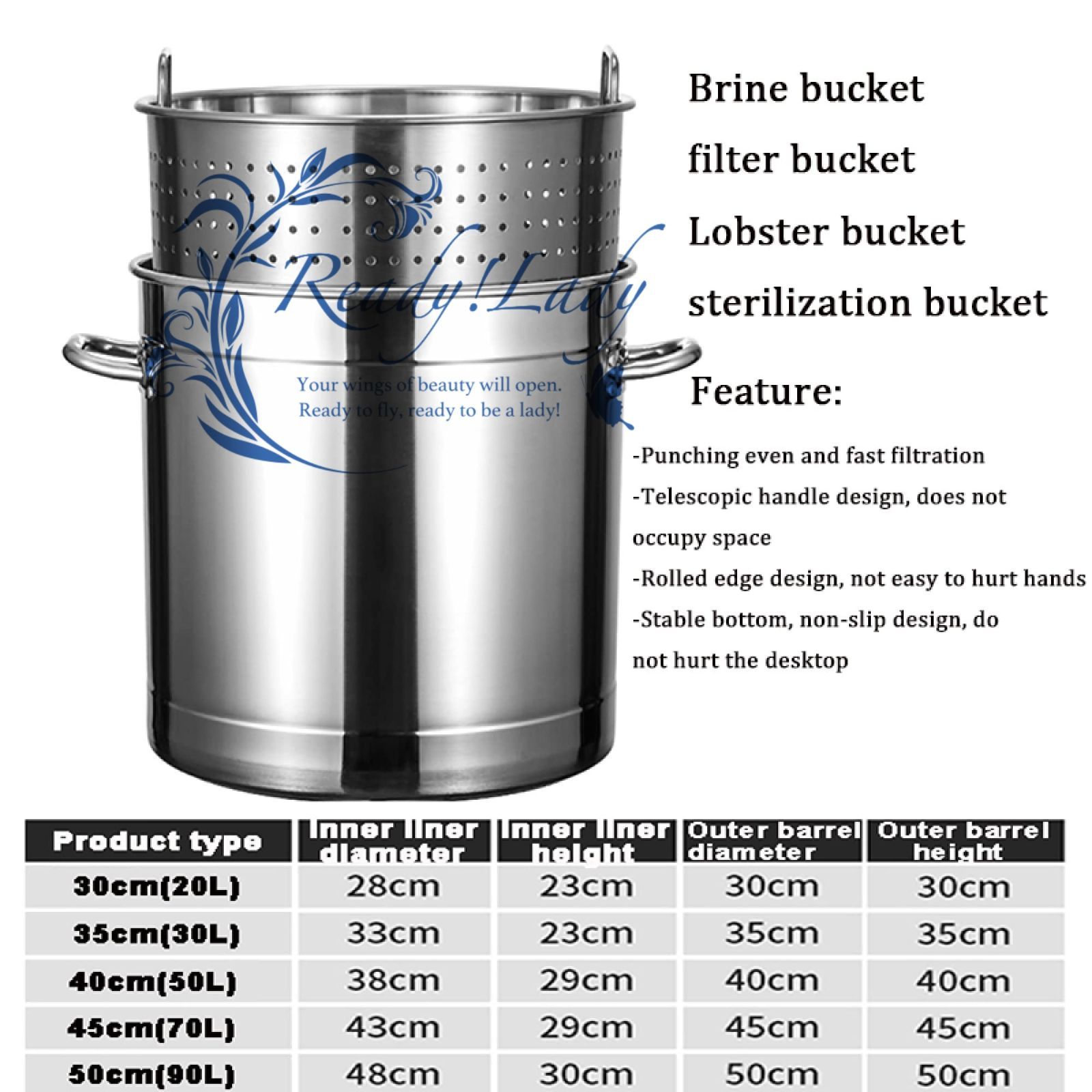  ザリガニ用ヘビーデューティストックポット シーフードターキーフライヤーポット ストレーナーバスケット付き ステンレス鋼 業務用ハマグリ蒸し器 バケット調理器具 家庭用 屋外用 45クォート ざるセット 計量スプーン その他 調理器具