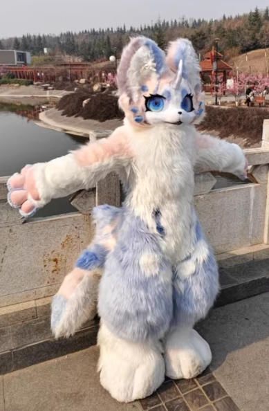 着ぐるみ ケモノ体 フルスーツ セット NO 70 水色 ピンク 全頭ヘッド ファースーツ ぬいぐるみ コスプレ コスチューム