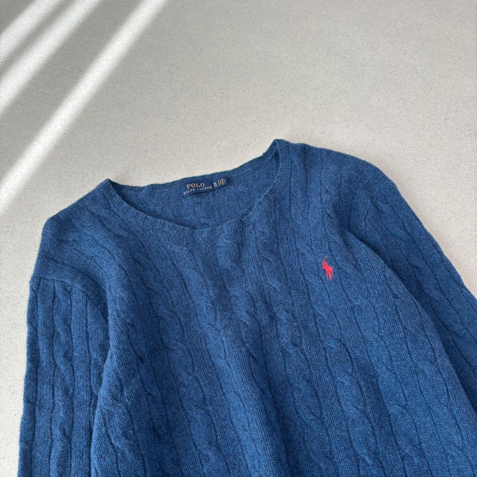 POLO RALPH LAUREN カシミヤ混 ウール ケーブルニット セーター ポニー