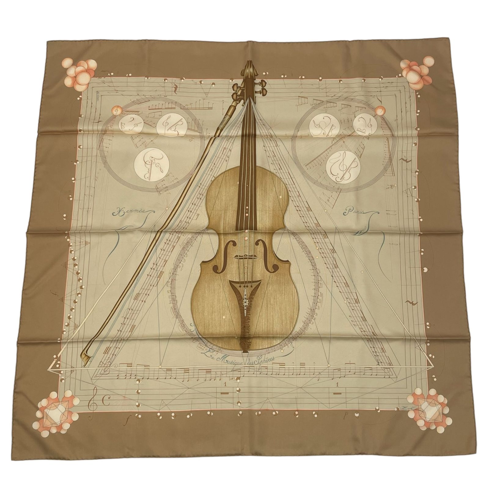 レア！　エルメス　カレ90 「球体が奏でる音楽」　中古美品 美品 HERMES エルメス スカーフ シルク カレ90 球体が奏でる音楽 La