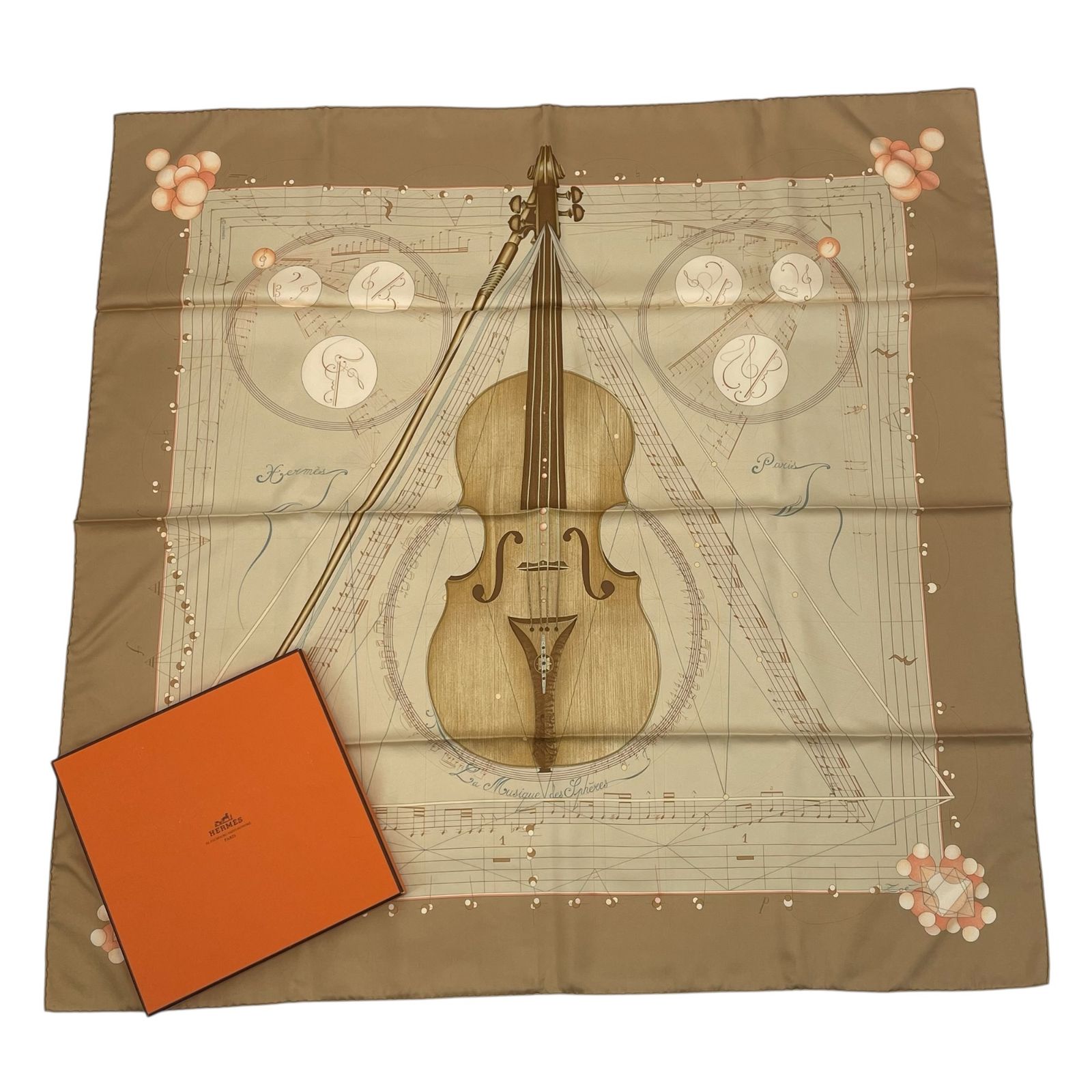 美品 HERMES エルメス スカーフ シルク カレ90 球体が奏でる音楽 La 