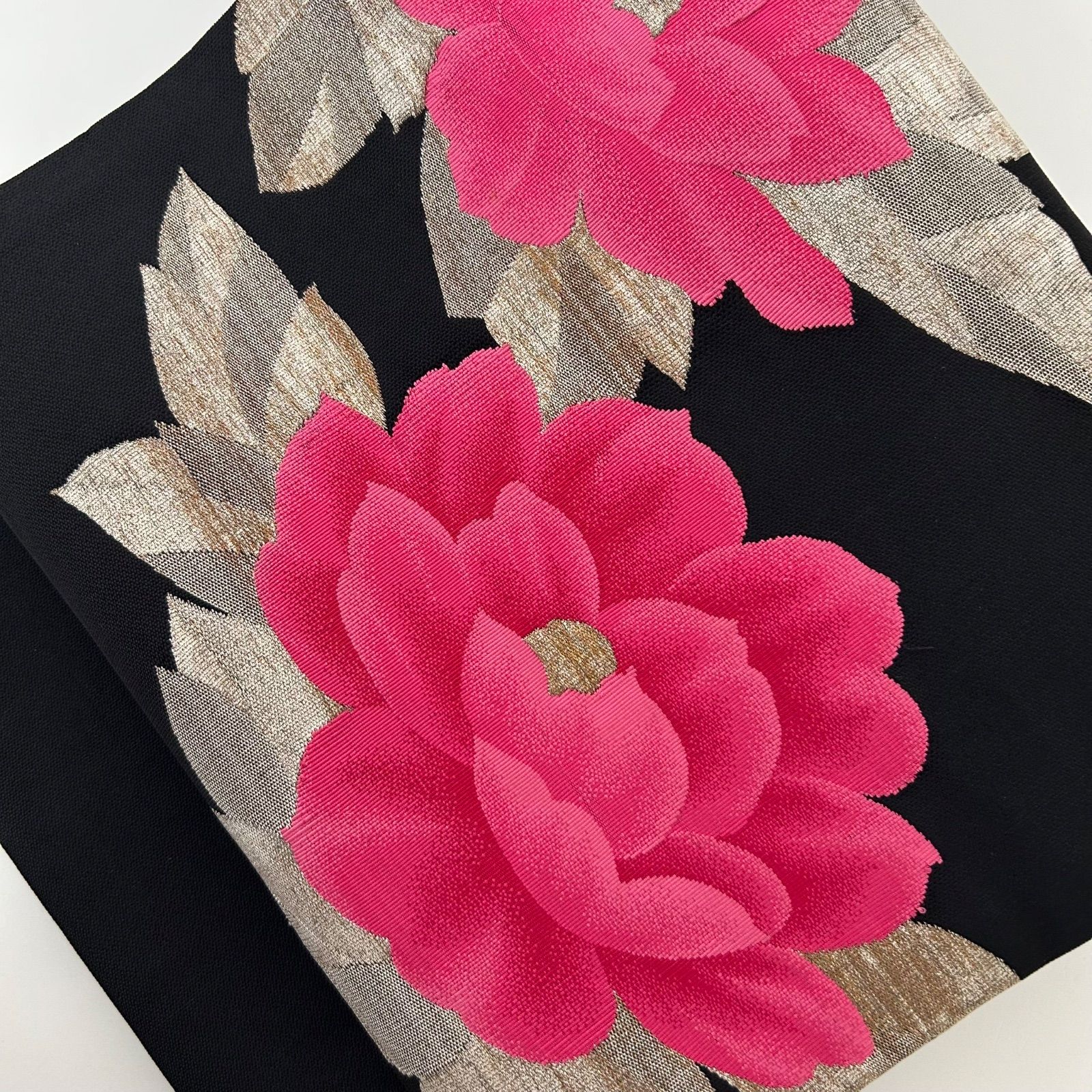 開き名古屋帯 正絹 黒地 織柄の花 MA-1929 - メルカリ