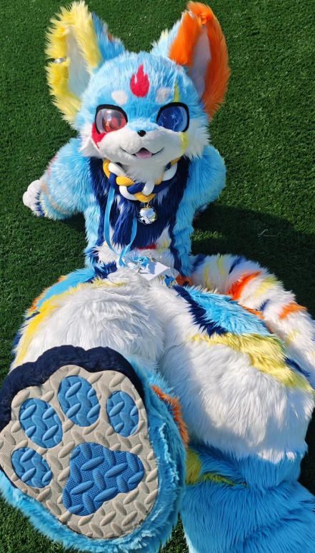 着ぐるみ ケモノ体 フルスーツ セット NO.71 青 犬 全頭ヘッド ファースーツ ぬいぐるみ コスプレ コスチューム