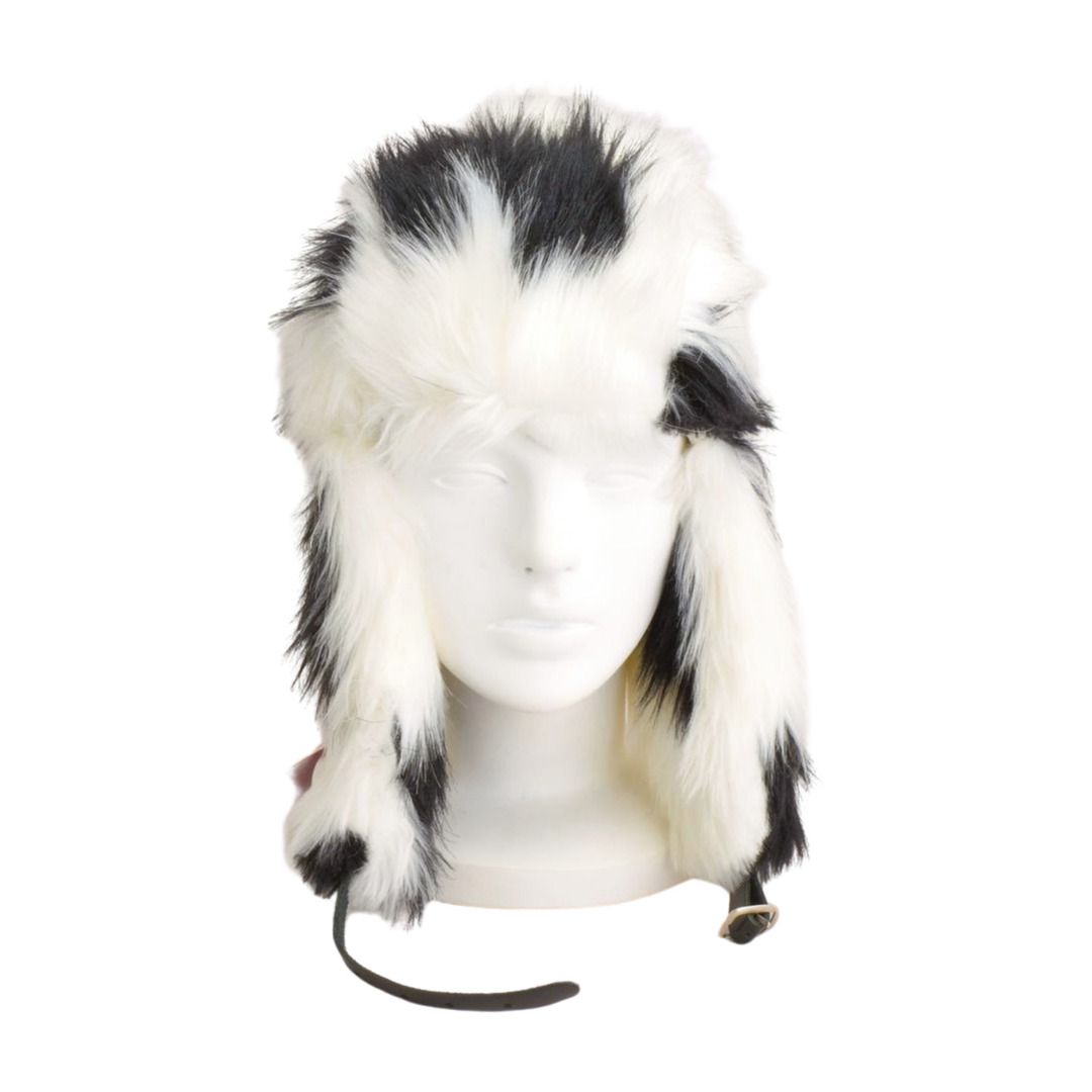 ヴィヴィアーノ VIVIANO Heart Pattern Fur Aviator Hat ヘルメットキャップ ファー ブラック ホワイト サイズ F レディース C 1042