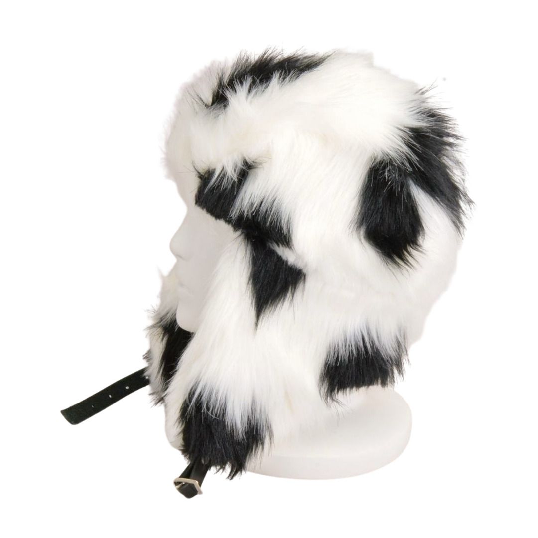 ヴィヴィアーノ VIVIANO Heart Pattern Fur Aviator Hat ヘルメットキャップ ファー ブラック ホワイト サイズ F レディース C 1042