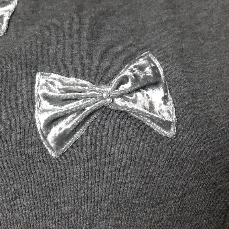 kids リボンアップリケミニ裏毛裏起毛トレーナー