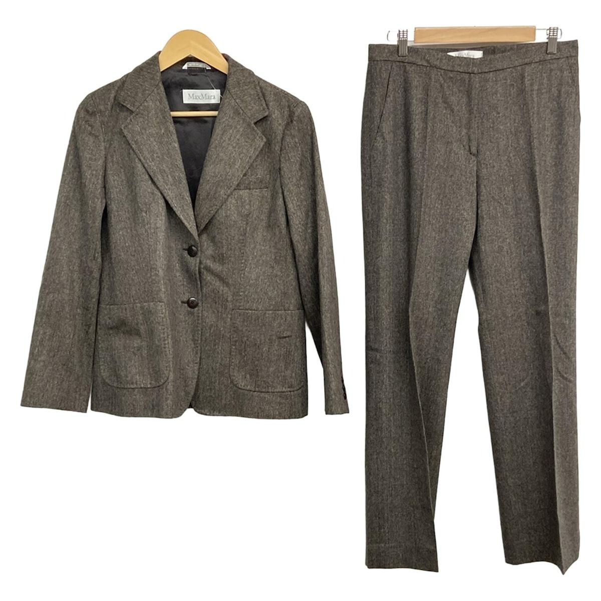 Max Mara マックスマーラ レディースパンツスーツ レディース - ダークグレー×ダークブラウン ウール