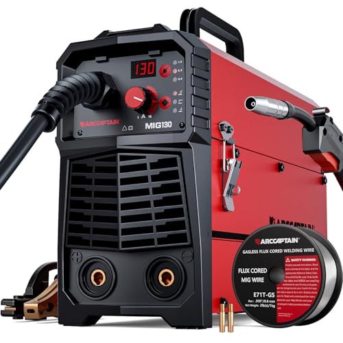 溶接機 北米認定ブランド 半自動溶接機 100 v 最大出力130 A 1台3役 ノンガスMIG|被覆アークMMA|LIFT TIGに対応 定格使用率60% ワンタッチで電流を調節し 自動整合電圧|電圧を微調整 インバーター搭載 板厚