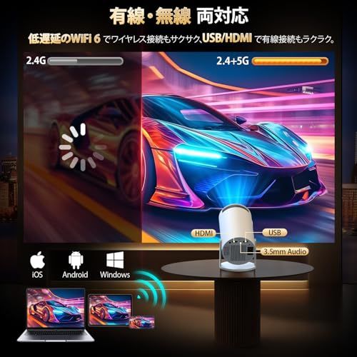  YOWHICK プロジェクター 家庭用 最新進化 Android TV搭載 270°回転 天井投影 27000 LM フルHD 小型 Wi Fi 自動台形補正 Bluetooth 5 4 内蔵HiFiスピーカー スマホ PC Sw プロジェクター本体 プロジェクター