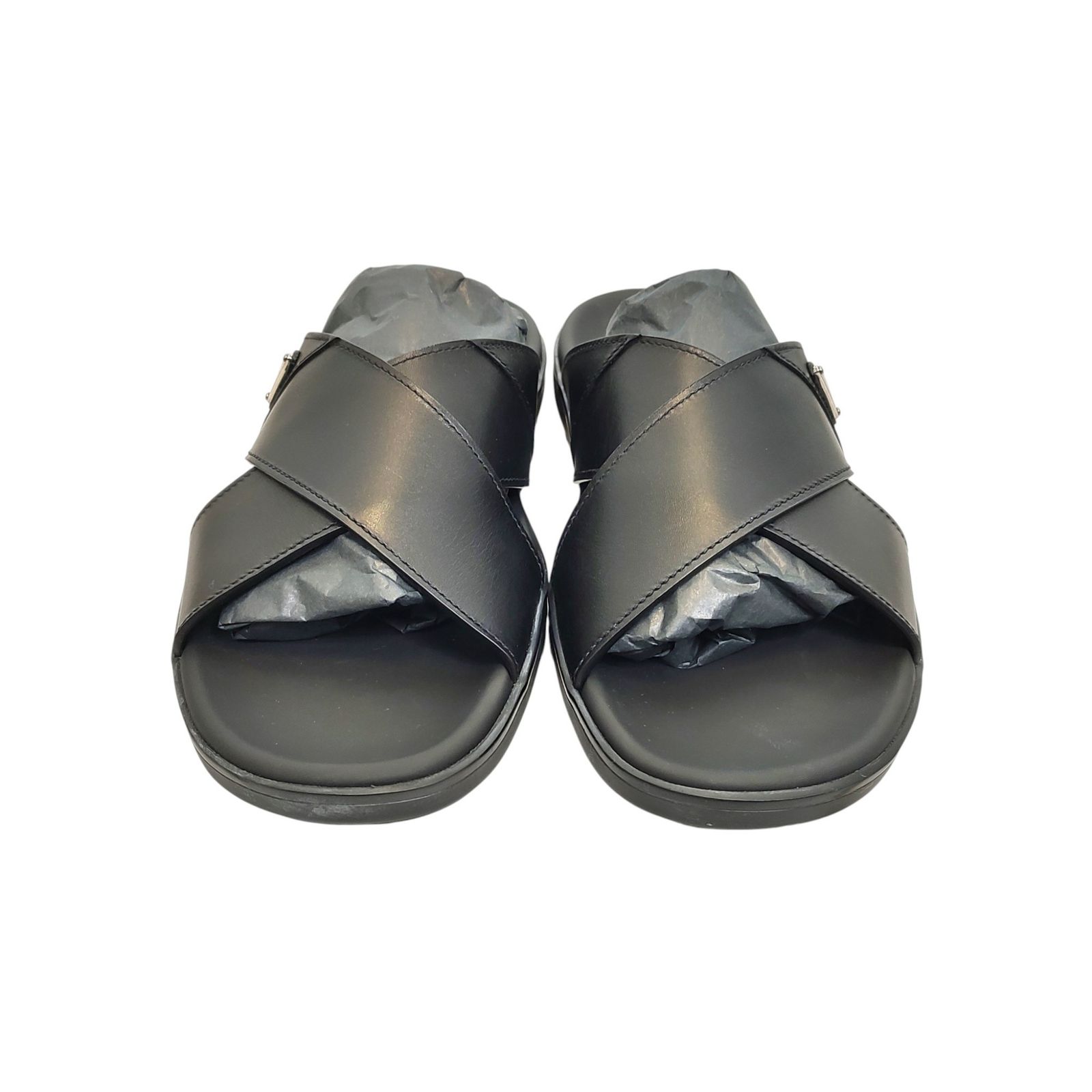 PRADA プラダ レザー クリスクロス スライドサンダル 3LEM-2X3111 7.5 