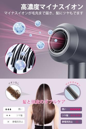  ドライヤー 大風量 温度-風速表示 AI温度センサー搭載 高濃度マイナスイオン ヘアドライヤー 速乾 1400 W 高速風40 m|s 温冷風ワンタッチ切替 4段階温度調節×3段階風量 スマートメモリー搭載 サロン級の仕上がり 静電気抑制 髪に潤い ヘ ドライヤー ヘアドライヤー