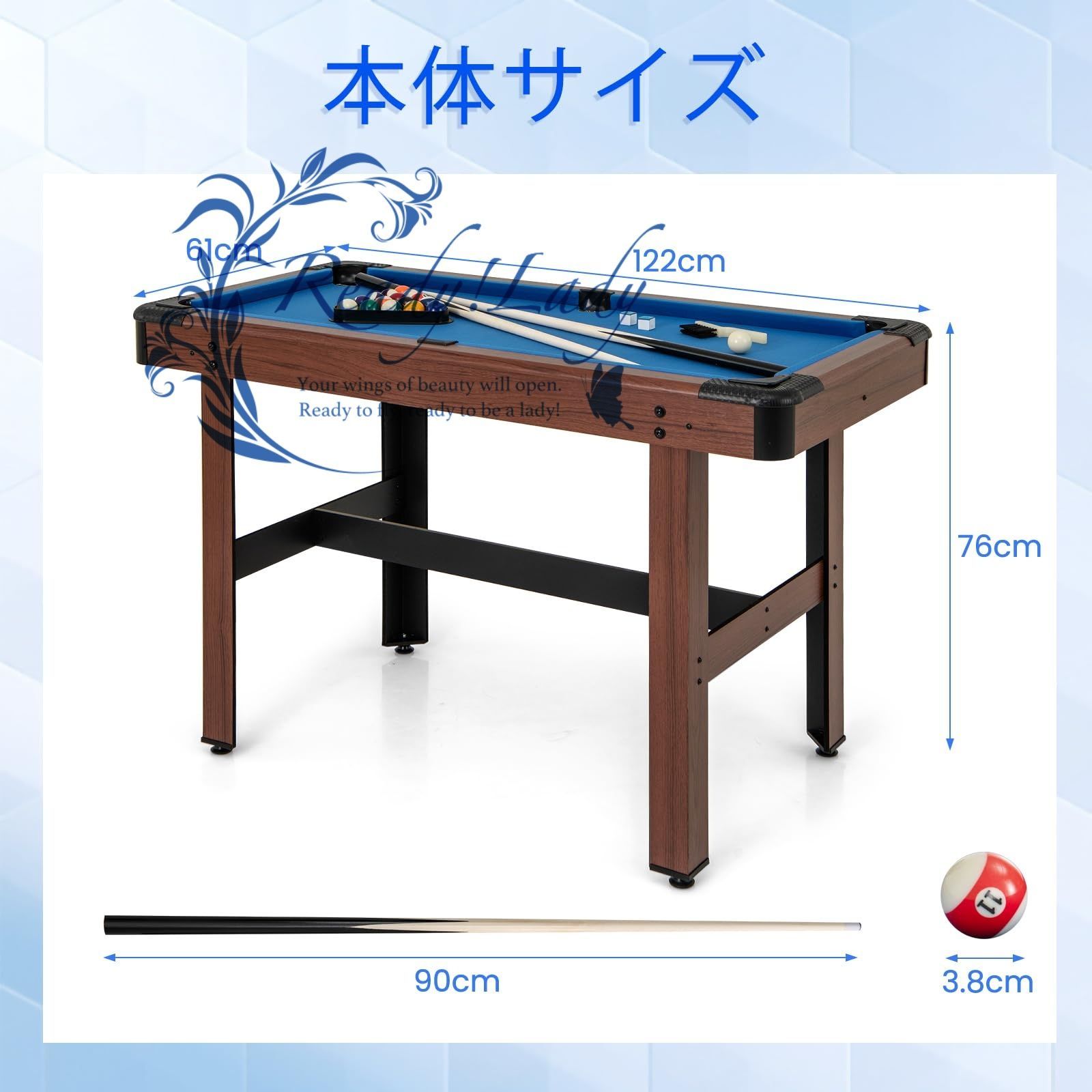 ビリヤード台 小型 ビリヤード セット テーブルプール 幅122 x 奥行き61 x高さ76 cm 子供用 大人用 プールテーブル ビリヤード用品 在宅ゲーム