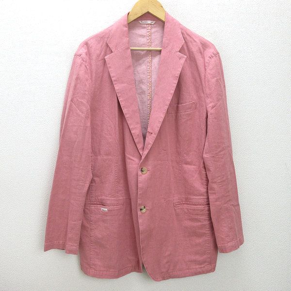 H□パパス/Papas リネンブレンド 段返り テーラードジャケット【LL