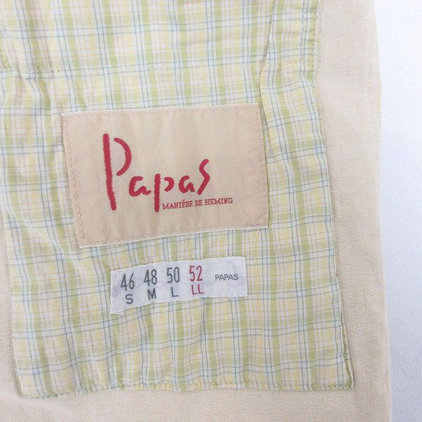 H□パパス/Papas リネンブレンド 段返り テーラードジャケット【LL】黄
