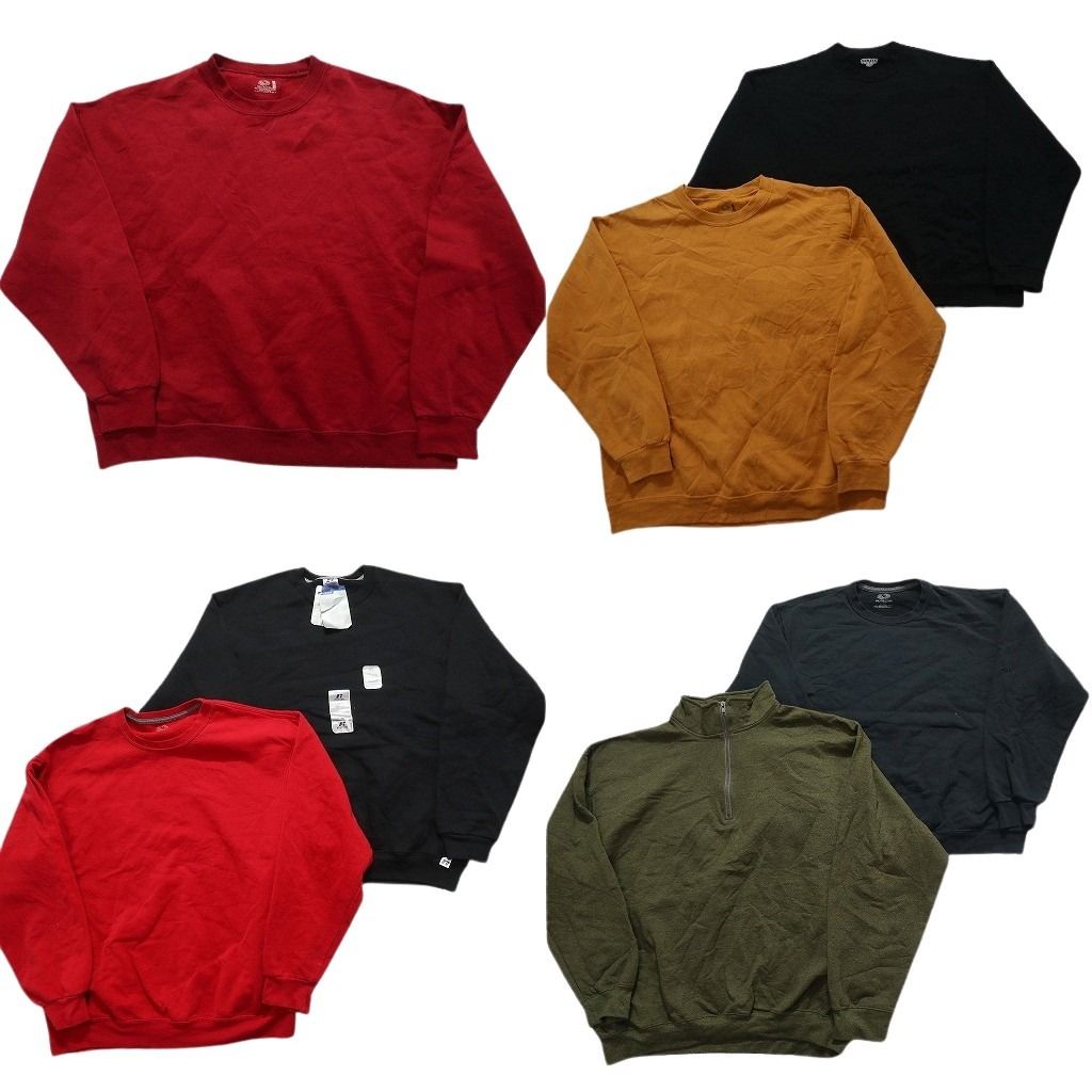 古着卸 まとめ売り 丸首 無地 スウェット 7枚セット (メンズ L /M ) ハーフジップ スタンドカラー デッドストック ラッセル 中古 NC9171