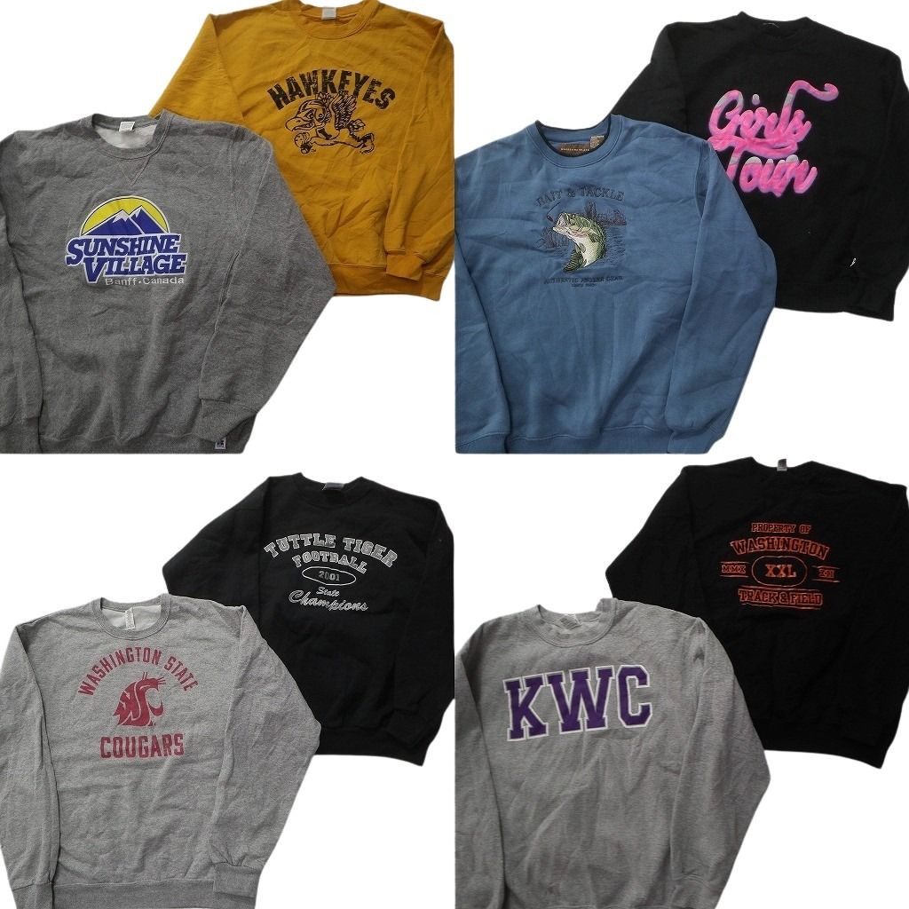 us古着スウェット20枚＋おまけ1枚まとめ売り　サイズMIX 古着卸 まとめ売り カラー スウェット 8枚セット (メンズ M ) 前V