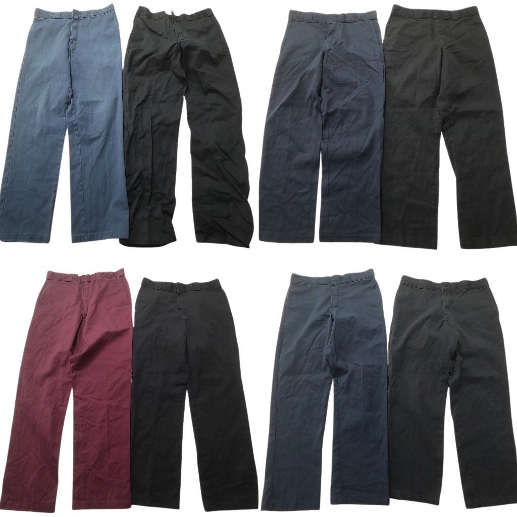 古着卸 まとめ売り ディッキーズ Dickies 874 ワーク パンツ セット メンズ 34 ワインレッド ブラック ストレート 古着 NC 9284