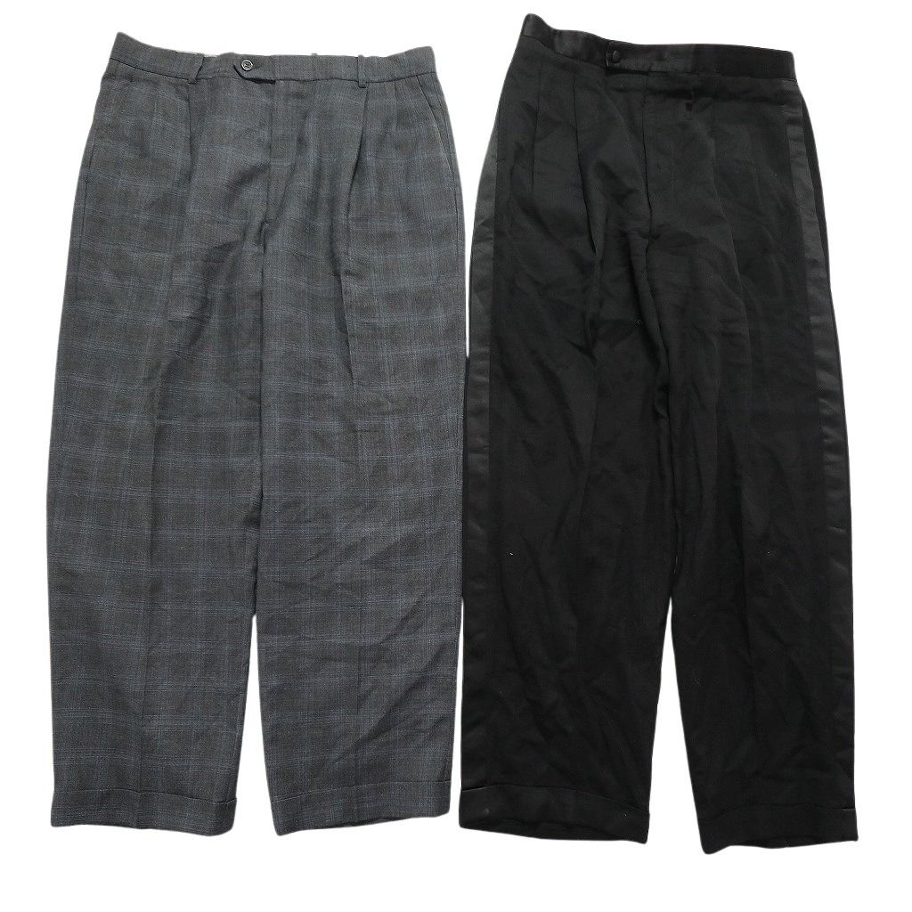 古着卸 まとめ売り スラックス パンツ セット メンズ 36 グレー ベージュ タック カーキ ブルー ライン系 チェック 古着 NC 9318