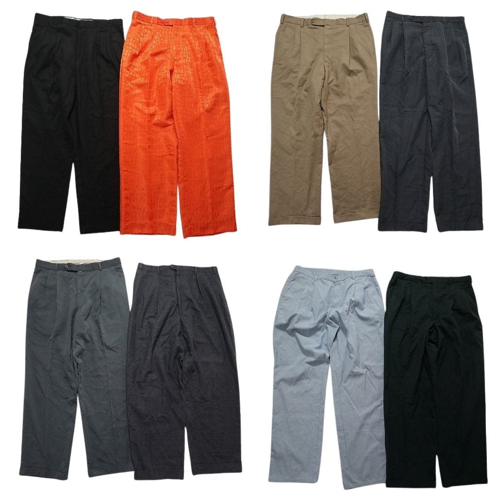 古着卸 スラックス パンツ セット メンズ 36 オレンジ アニマル ブラック タック ネイビー ベージュ 古着 NC 9317