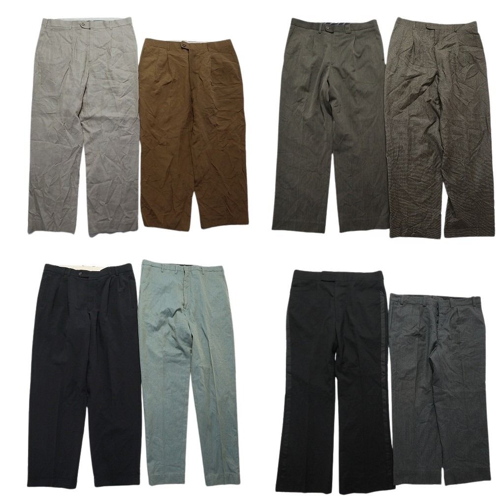 古着卸 まとめ売り スラックス パンツ セット メンズ 36 |38 タック ベージュ ライン系 ブラック 古着 NC 9316