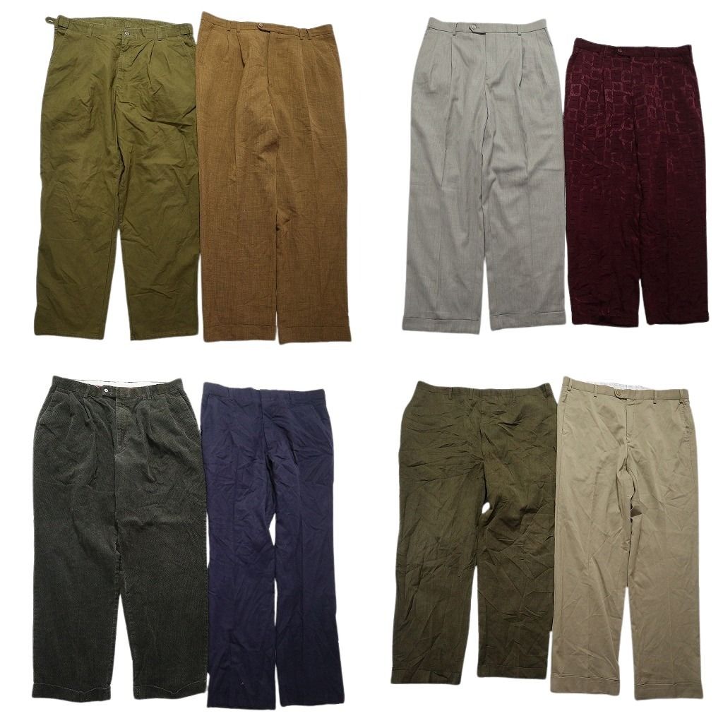 古着卸 まとめ売り スラックス パンツ セット メンズ 38 |40 ベージュ タック カーキ 赤 古着 NC 9314