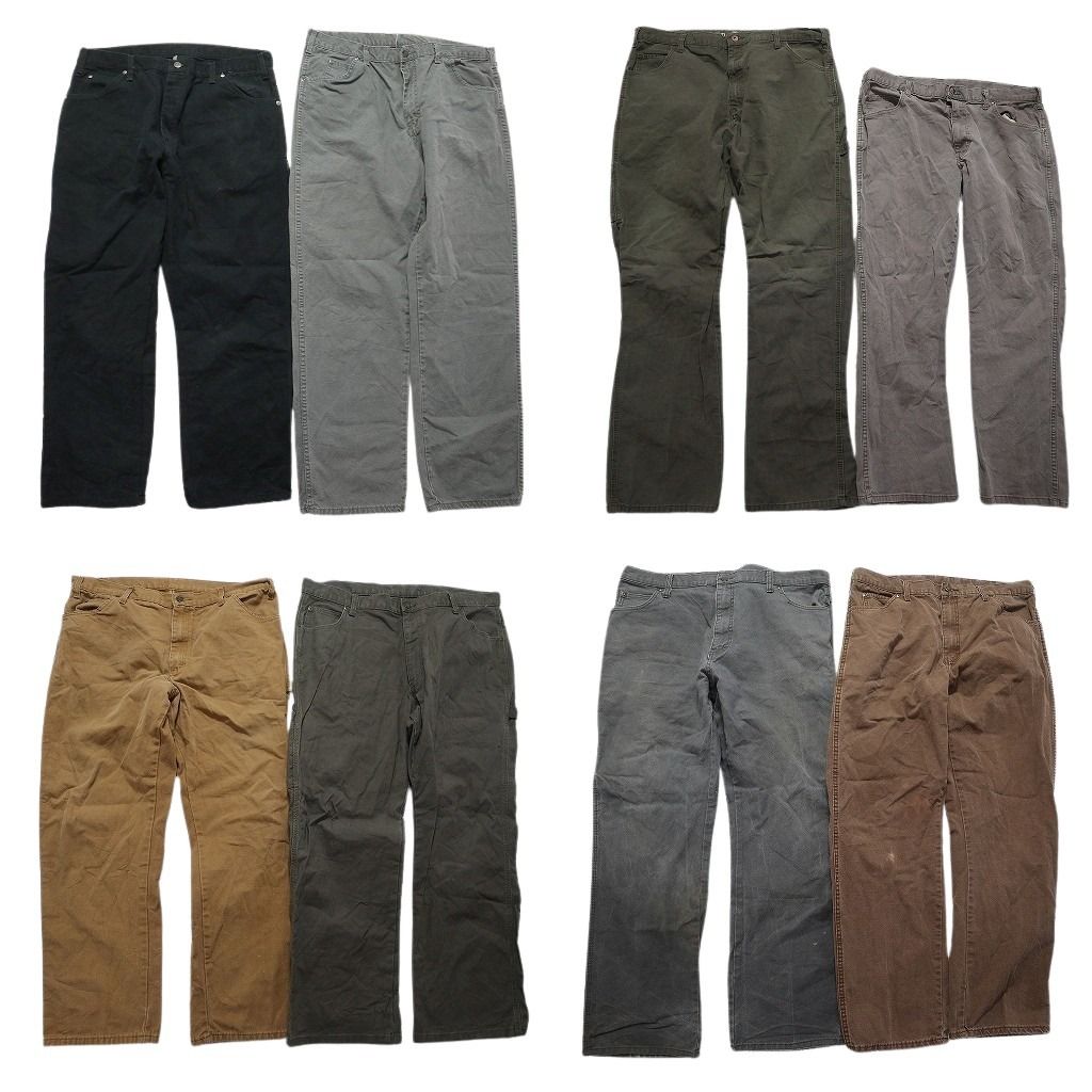 古着卸 ディッキーズ Dickies ダック ペインター パンツ セット メンズ 38 ワーク カーキ 茶色 グレー 古着 NC 9310