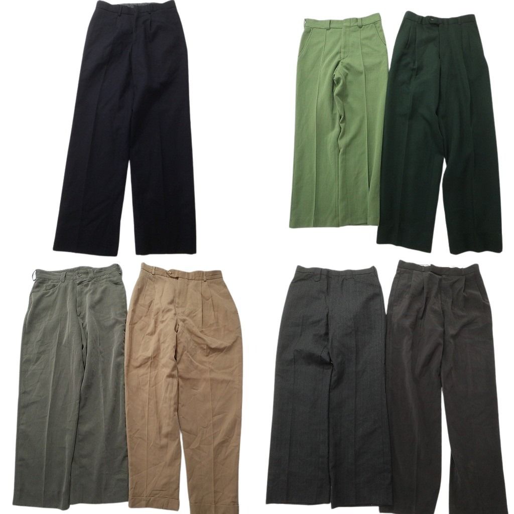 古着卸 スラックス パンツ セット メンズ 28 30 ツータック ワイド センタープレス 古着 NC 9335