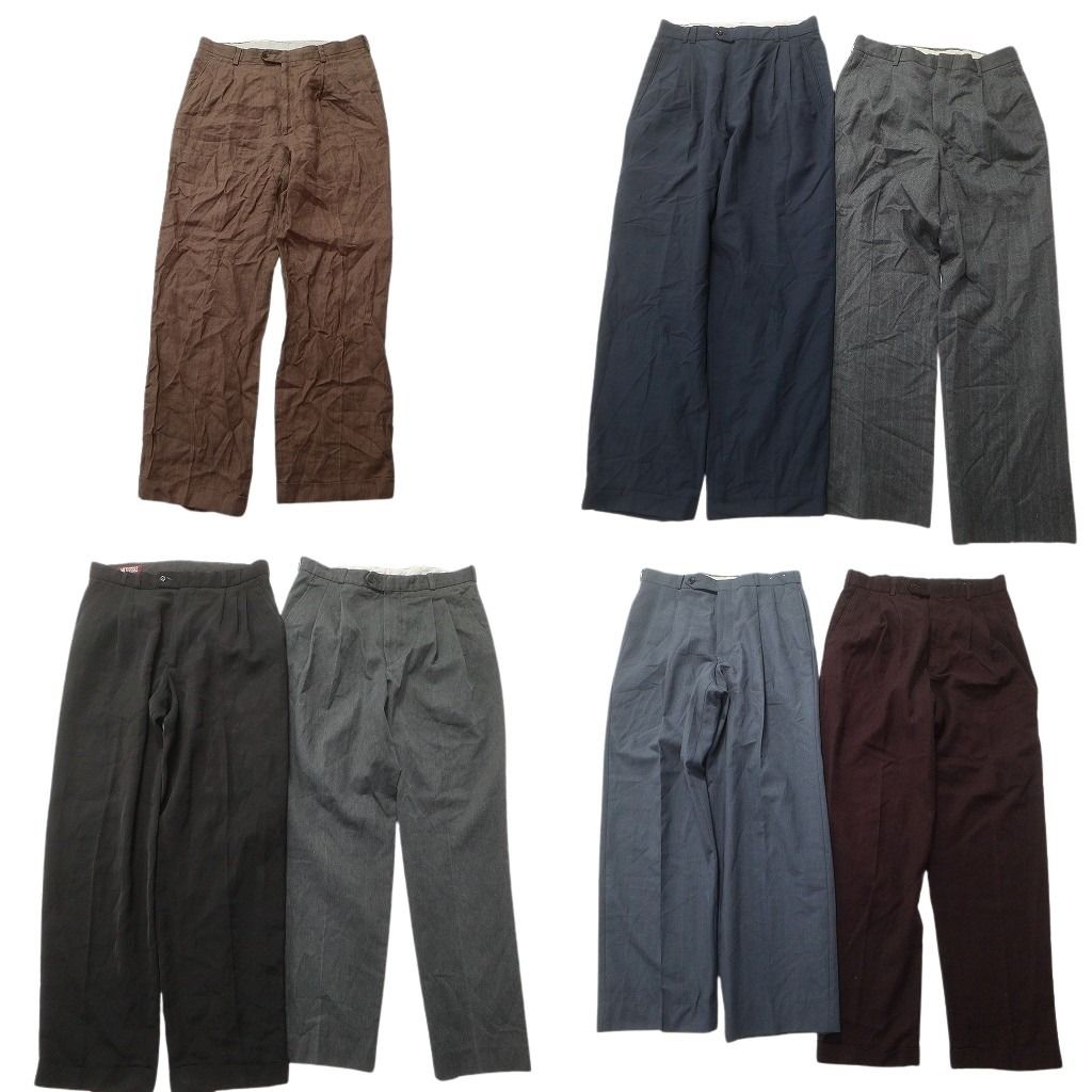 古着卸 まとめ売り スラックス パンツ セット メンズ 30 |31 ツータック ワイド ストレート 古着 NC 9334