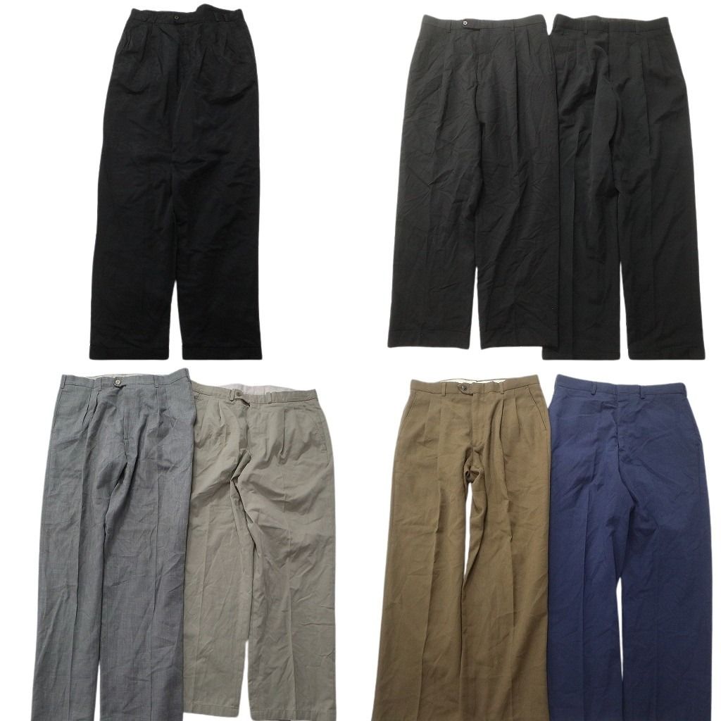 古着卸 スラックス パンツ セット メンズ 32 33 ストレート ツータック ブラック ネイビー 古着 NC 9331