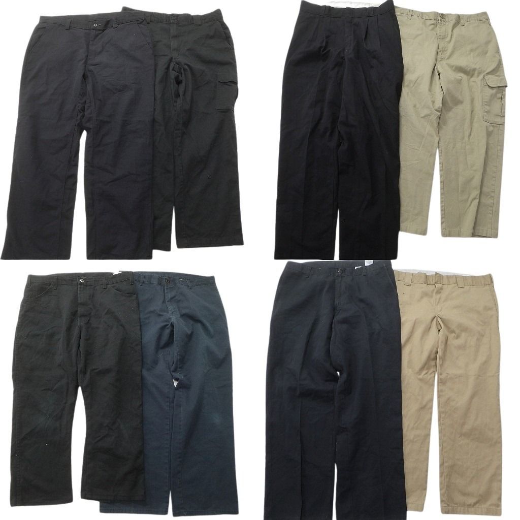 古着卸 ディッキーズ Dickies パンツ セット メンズ 38 カーゴ ツータック ブラック 古着 NC 9327