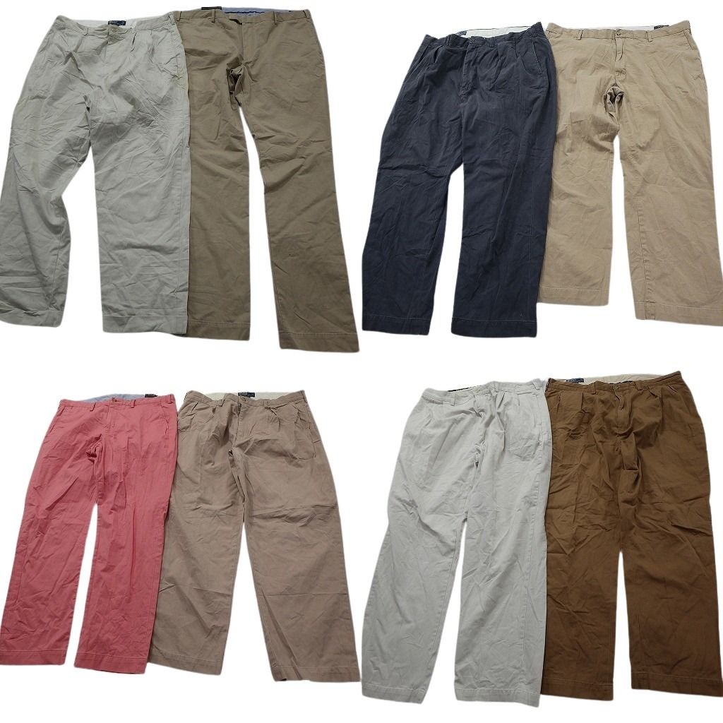古着卸 まとめ売り ラルフローレン パンツ MIX セット メンズ 40 ストレート ポロチノ ブラウン ツータック 古着 NC 9358