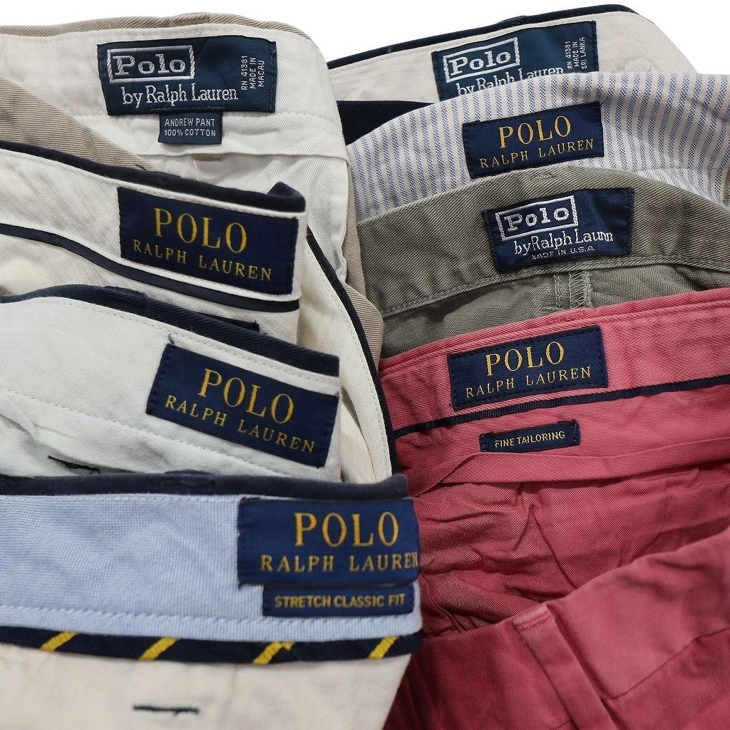 古着卸 まとめ売り ラルフローレン パンツ MIX セット メンズ 42 |44 ワイド ツータック ネイビー ベージュ 古着 NC 9356