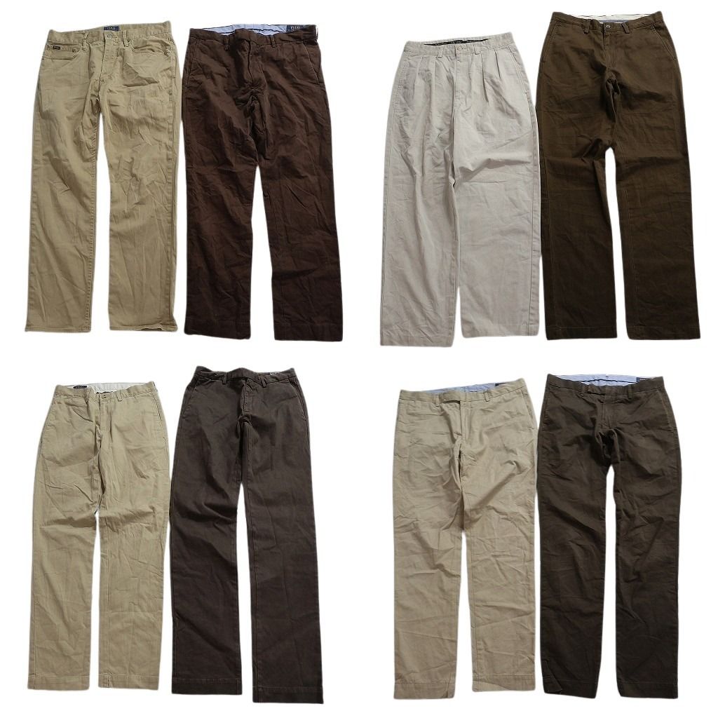 古着卸 ラルフローレン パンツ MIX セット メンズ 30 32 ツータック ポロチノ ベージュ ブラウン 古着 NC 9375