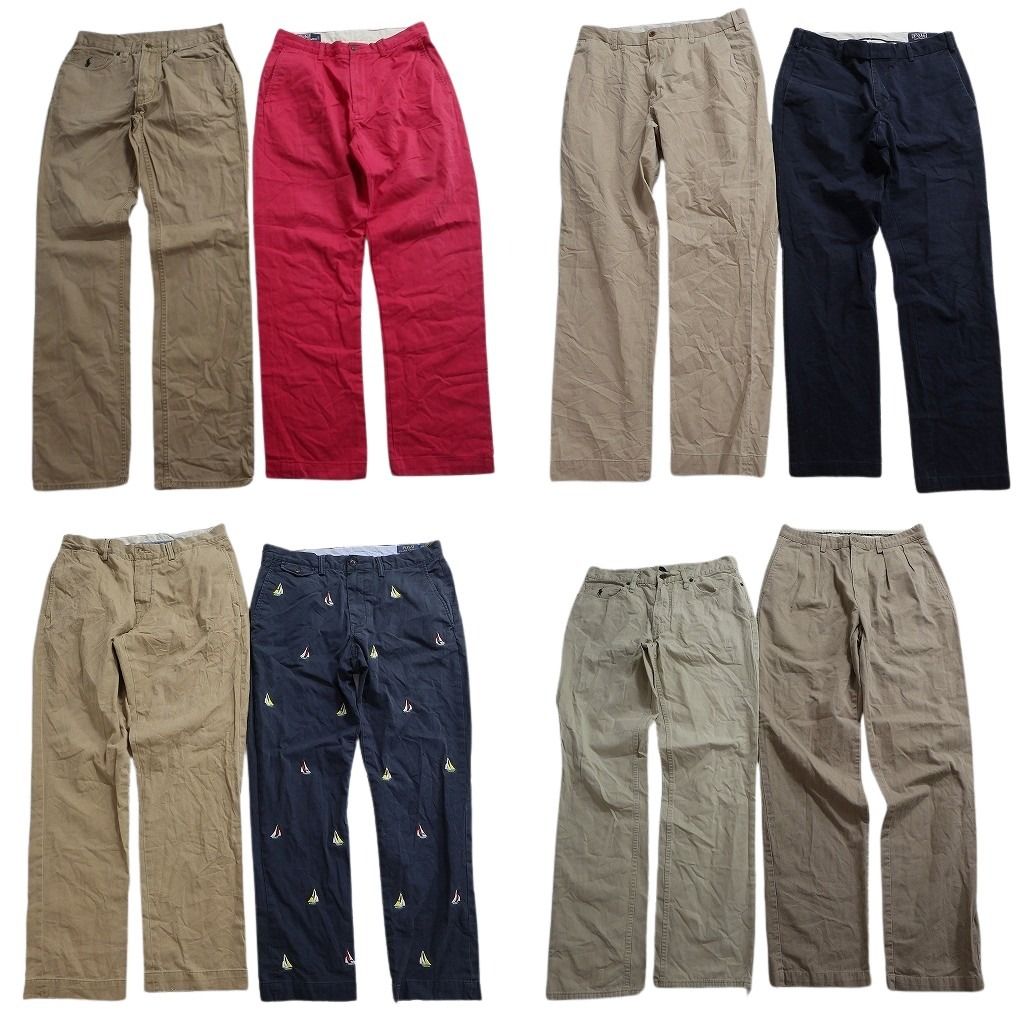 古着卸 ラルフローレン パンツ MIX セット メンズ 32 ツータック ポロチノ ベージュ 総柄 古着 NC 9374