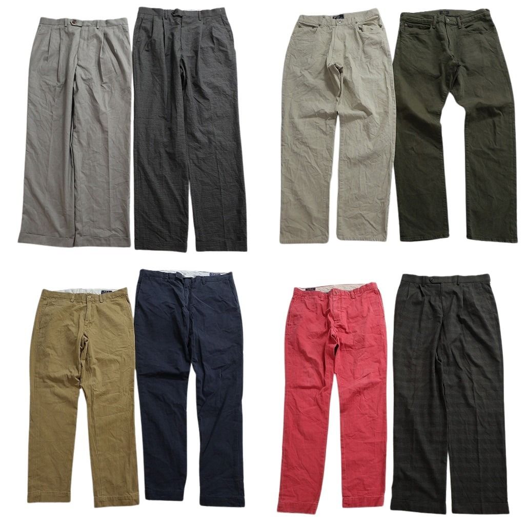 古着卸 ラルフローレン パンツ MIX セット メンズ 33 34 ツータック チェック スラックス テーパード 古着 NC 9373