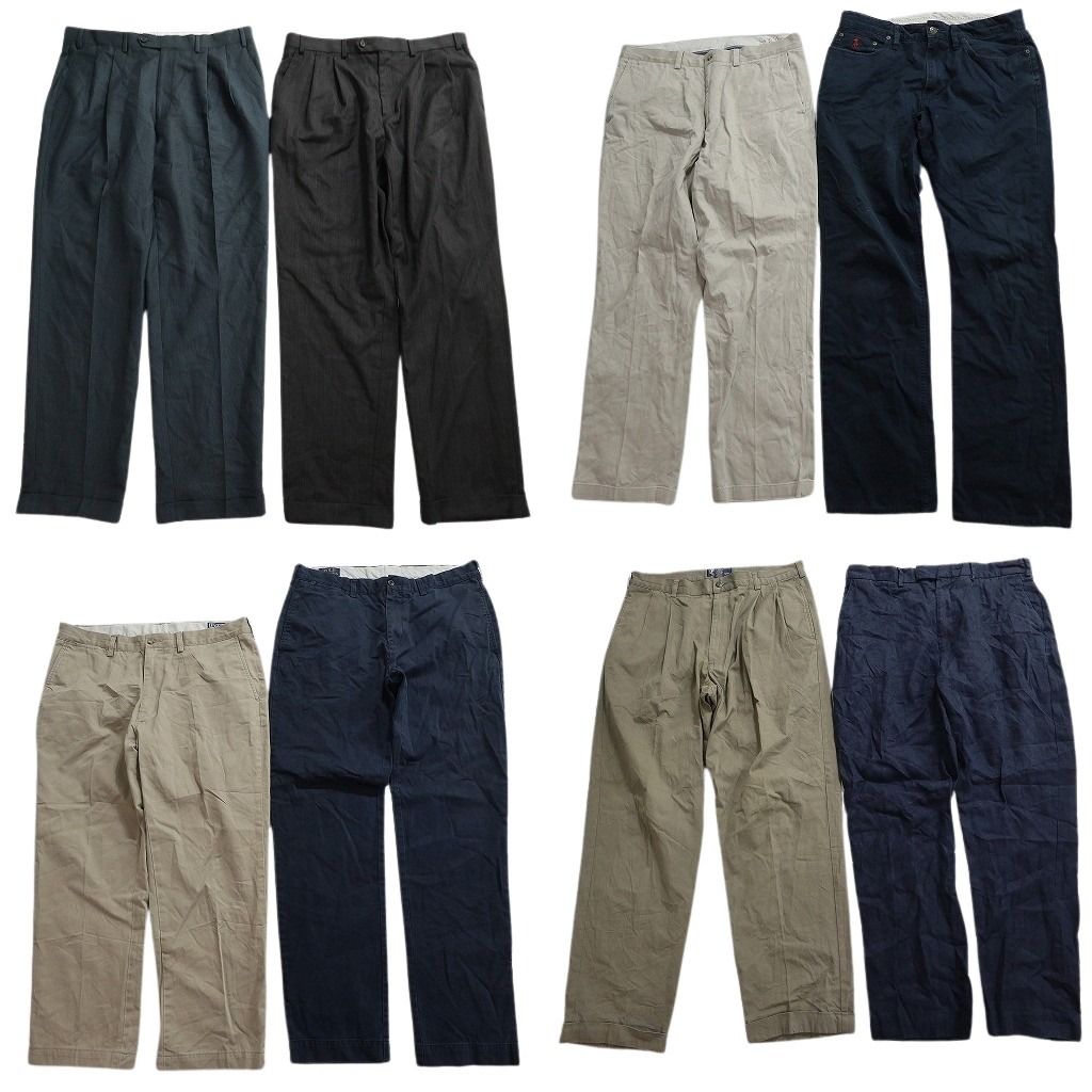 古着卸 まとめ売り ラルフローレン パンツ MIX セット メンズ 34 |35 |36 スラックス 90’s テーパード ツータック 古着 NC 9369