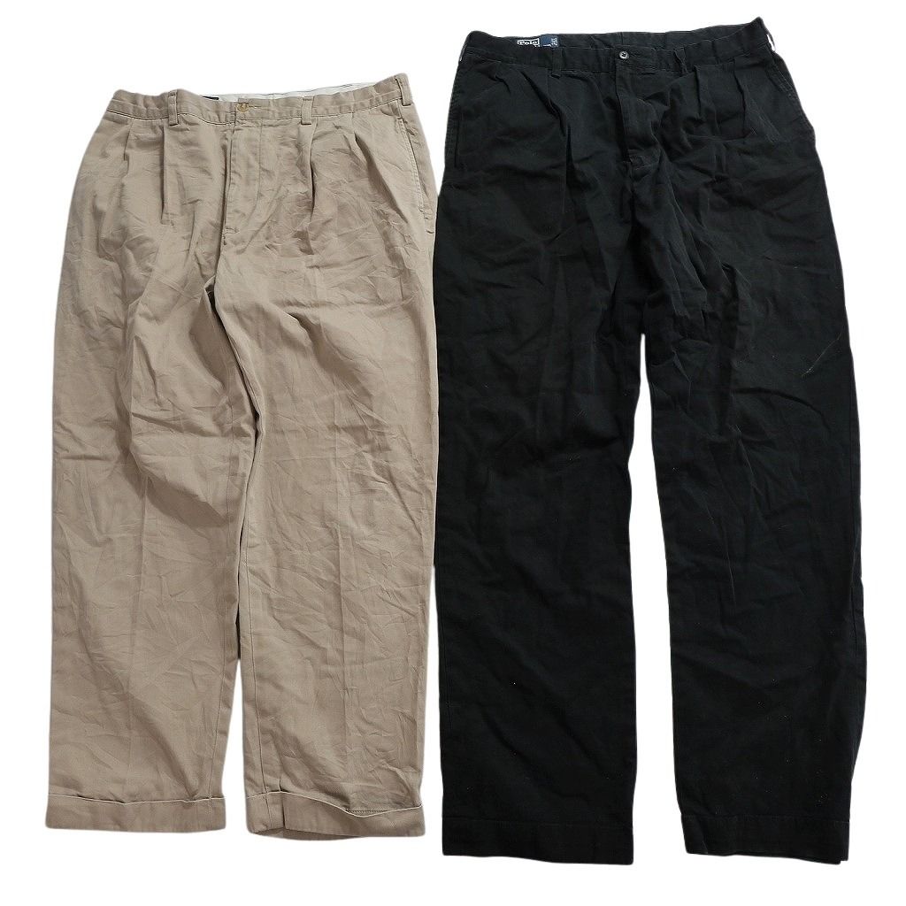 古着卸 まとめ売り ラルフローレン パンツ MIX セット メンズ 36 テーパード ポロチノ 90’s ブラック 古着 NC 9368