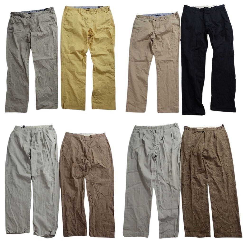 古着卸 まとめ売り ラルフローレン パンツ MIX セット メンズ 36 ヘリンボーン ストレート ポロチノ ベージュ 古着 NC 9366